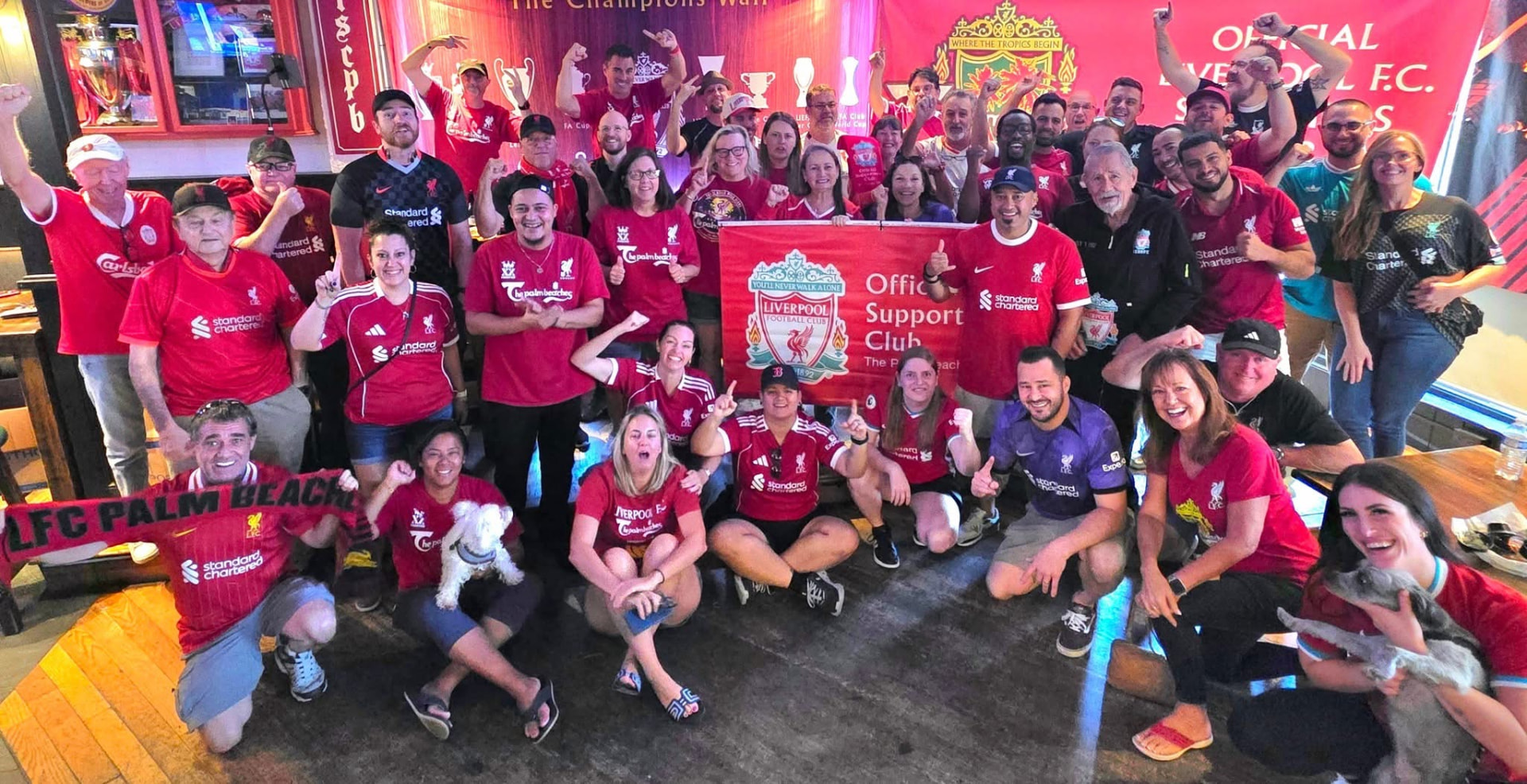 Members of the official Liverpool FC supporters club of the Palm Beaches gathered together